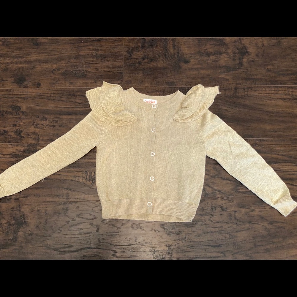 Cat & Jack gold ruffle shoulder cardigan